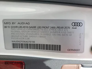 2019 Audi A5 Sportback Premium Plus with VIN WAUENCF55KA079199, listed as a Copart auction lot 65659223 with 24,049 mi miles. Bid and sale history available at carsss.com. Image 13.
