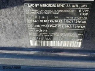 2008 Mercedes-Benz GL-Class 5.5L with VIN 4JGBF86E18A377124, listed as a Copart auction lot 87837485 with 194,570 mi miles and Salvage Title. Bid and sale history available at carsss.com. Image 13.