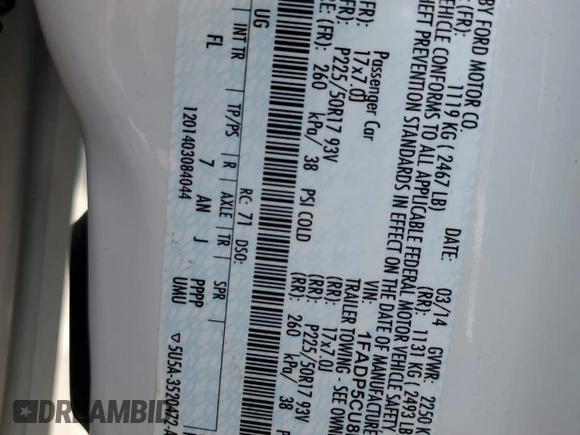 2014 Ford C-Max Energi SEL with VIN 1FADP5CU8EL508804, listed as a Copart auction lot 63785644 with 173,571 mi miles and Salvage Title. Bid and sale history available at carsss.com. Image 14.
