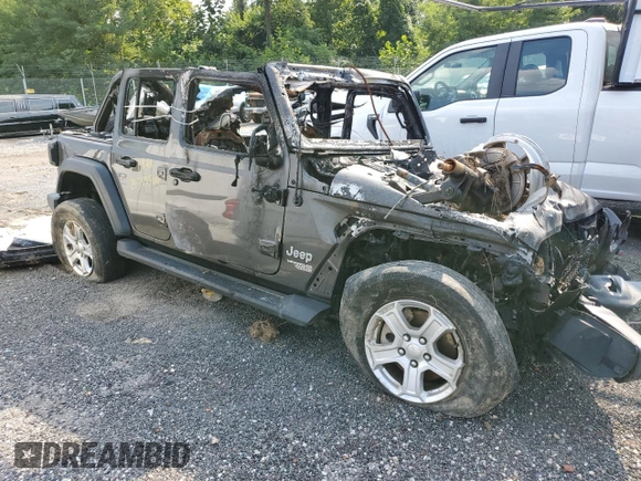 2019 Jeep Wrangler Unlimited Sport S with VIN 1C4HJXDN9KW636706, listed as a Copart auction lot 53625215 with Not provided miles and Non repairable. Bid and sale history available at DreamBid. Image 4.