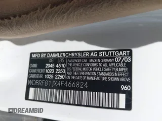2004 Mercedes-Benz C 240 z VIN WDBRF81JX4F466824, wystawiony jako IAAI lot #41830540 z przebiegiem 53 551 mil mil oraz . Historia ofert i sprzedaży dostępna na DreamBid. Obrazek 9.
