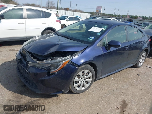 2020 Toyota Corolla LE with VIN JTDEPRAE7LJ000141, listed as a IAAI auction lot 41555971 with 19,386 mi miles. Bid and sale history available at carsss.com. Image 2.