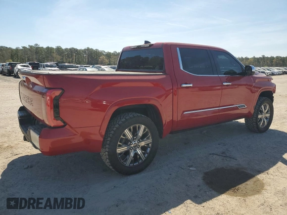 2022 Toyota Tundra Capstone Hybrid with VIN 5TFVC5DB1NX010962, listed as a Copart auction lot 50630705 with 37,566 mi miles and Salvage title. Bid and sale history available at DreamBid. Image 3.