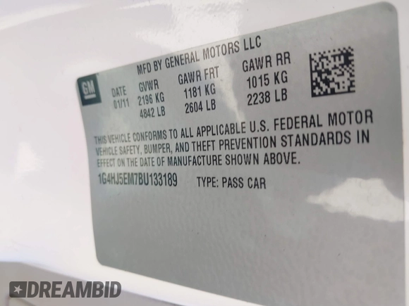 2011 Buick Lucerne CXL Premium with VIN 1G4HJ5EM7BU133189, listed as a IAAI auction lot 41340999 with 213,167 mi miles. Bid and sale history available at carsss.com. Image 9.