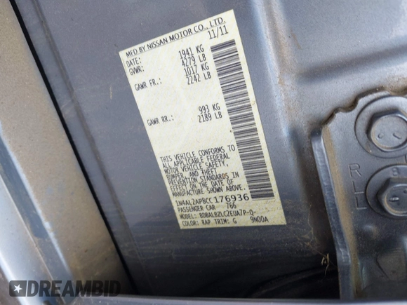 2012 Nissan Altima 2.5 S with VIN 1N4AL2AP8CC176936, listed as a IAAI auction lot 42012415 with 208,095 mi miles. Bid and sale history available at carsss.com. Image 9.