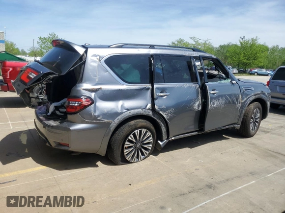 2023 Nissan Armada SL with VIN JN8AY2BBXP9833063, listed as a Copart auction lot 53911775 with 56,367 mi miles and Salvage Title. Bid and sale history available at carsss.com. Image 3.