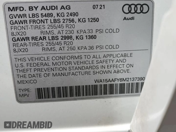 2021 Audi Q5 Sportback Premium Plus z VIN WA15AAFY6M2137390, wystawiony jako Copart lot #51147585 z przebiegiem 43 711 mil mil oraz Czysty tytuł • Clean title. Historia ofert i sprzedaży dostępna na DreamBid. Obrazek 16.
