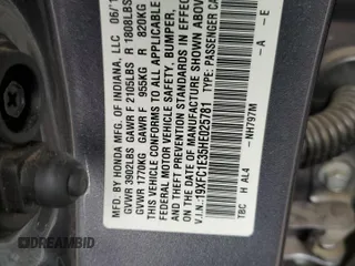 2017 Honda Civic EX-T with VIN 19XFC1E35HE025781, listed as a Copart auction lot 86447594 with Not Provided miles and Salvage Title. Bid and sale history available at DreamBid. Image 14.