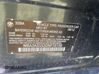 2013 BMW 3 Series 328i z VIN WBA3A5G53DNP19158, wystawiony jako Copart lot #65595645 z przebiegiem 173 331 mil mil oraz Czysty tytuł • Clean title. Historia ofert i sprzedaży dostępna na DreamBid. Obrazek 10.