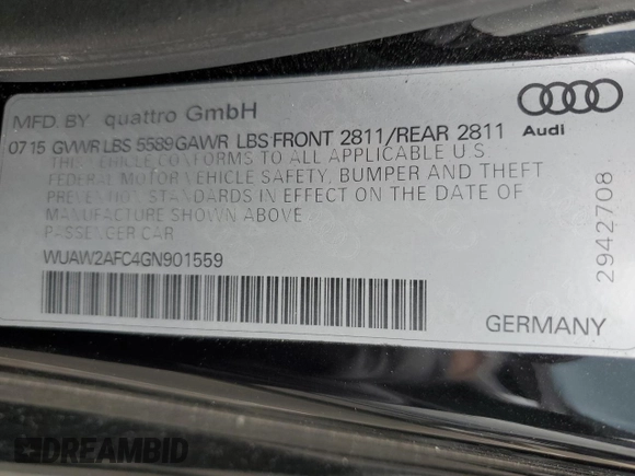 2016 Audi RS 7 Prestige z VIN WUAW2AFC4GN901559, wystawiony jako Copart lot #43982414 z przebiegiem 54 386 mil mil oraz . Historia ofert i sprzedaży dostępna na DreamBid. Obrazek 12.