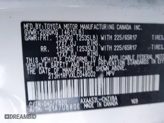 2020 Toyota RAV4 LE with VIN 2T3H1RFVXLC048002, listed as a IAAI auction lot 41336796 with 76,561 mi miles. Bid and sale history available at carsss.com. Image 9.