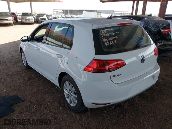 2015 Volkswagen Golf TSI S z VIN 3VW117AU2FM067634, wystawiony jako IAAI lot #41925577 z przebiegiem 170 238 mil mil oraz . Historia ofert i sprzedaży dostępna na DreamBid. Obrazek 3.