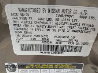 2007 Infiniti M x with VIN JNKAY01F27M454073, listed as a IAAI auction lot 42366518 with Not provided miles and . Bid and sale history available at DreamBid. Image 9.