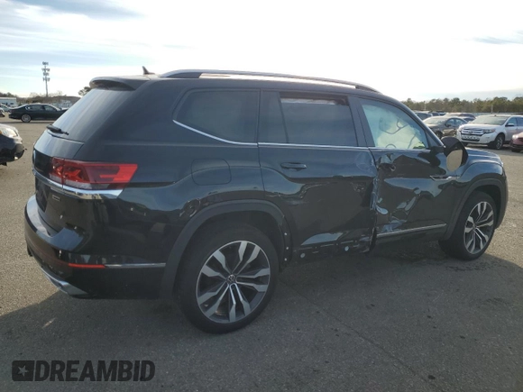2021 Volkswagen Atlas SEL R-Line with VIN 1V2SR2CA2MC571328, listed as a Copart auction lot 43605135 with 44,290 mi miles and Salvage title. Bid and sale history available at DreamBid. Image 3.