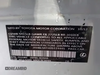2013 Lexus LS 460 с VIN JTHBL5EF1D5114445, выставлен на аукционе IAAI как лот 41560104 с пробегом Не указан миль и . История ставок и продаж доступна на DreamBid. Изображение 9.