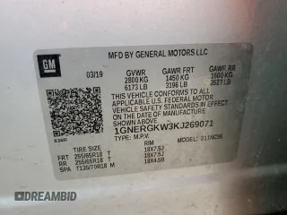 2019 Chevrolet Traverse LT Cloth with VIN 1GNERGKW3KJ269071, listed as a Copart auction lot 61063245 with 155,058 mi miles and Salvage title. Bid and sale history available at DreamBid. Image 14.