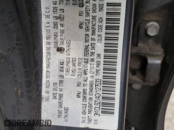 2016 Scion iA z VIN 3MYDLBZV4GY127533, wystawiony jako Copart lot #54408935 z przebiegiem 101 917 mil mil oraz Szkody całkowita. Historia ofert i sprzedaży dostępna na DreamBid. Obrazek 12.