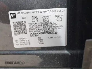 2023 Chevrolet Equinox LT z VIN 3GNAXKEG0PS167129, wystawiony jako IAAI lot #42254456 z przebiegiem 55 019 mil mil oraz . Historia ofert i sprzedaży dostępna na DreamBid. Obrazek 9.