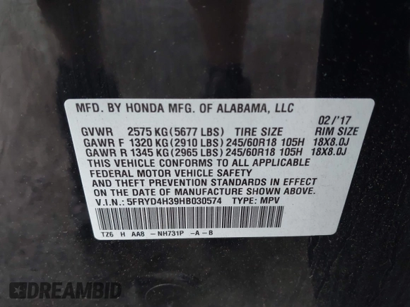 2017 Acura MDX with VIN 5FRYD4H39HB030574, listed as a IAAI auction lot 42684062 with 196,924 mi miles and . Bid and sale history available at DreamBid. Image 9.