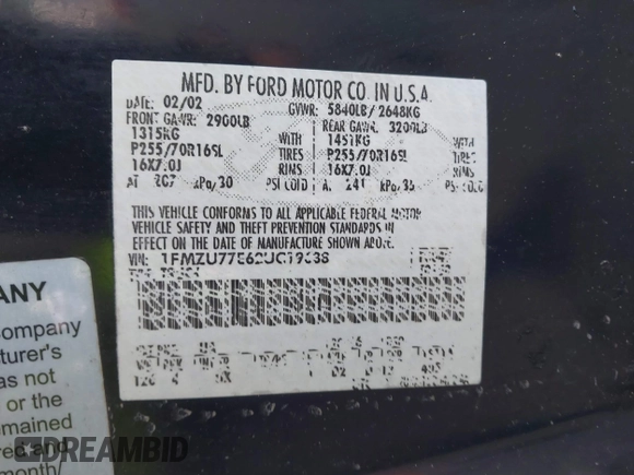 2002 Ford Explorer Sport Trac Value с VIN 1FMZU77E62UC19638, выставлен на аукционе IAAI как лот 41657394 с пробегом 122 307 миль миль и . История ставок и продаж доступна на DreamBid. Изображение 9.