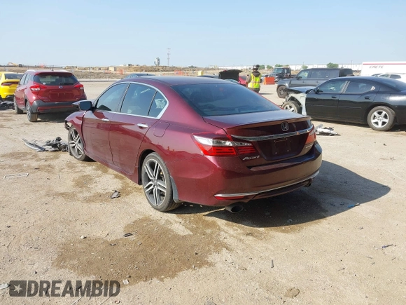 2017 Honda Accord Sport with VIN 1HGCR2F58HA025382, listed as a IAAI auction lot 42020349 with 107,021 mi miles. Bid and sale history available at carsss.com. Image 3.