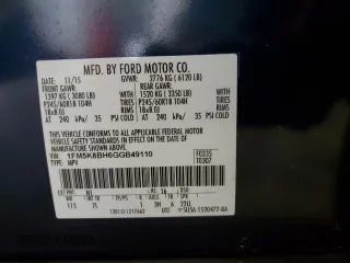 2016 Ford Explorer with VIN 1FM5K8BH6GGB49110, listed as a Copart auction lot 47004325 with 46,939 mi miles and Salvage Title. Bid and sale history available at DreamBid. Image 14.