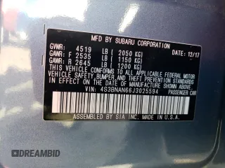 2018 Subaru Legacy Limited with VIN 4S3BNAN66J3025594, listed as a Copart auction lot 73606803 with 55,184 mi miles. Bid and sale history available at carsss.com. Image 12.