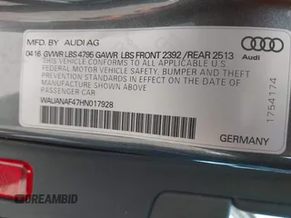 2017 Audi A4 Premium z VIN WAUANAF47HN017928, wystawiony jako IAAI lot #41753286 z przebiegiem 103 447 mil mil oraz . Historia ofert i sprzedaży dostępna na DreamBid. Obrazek 9.