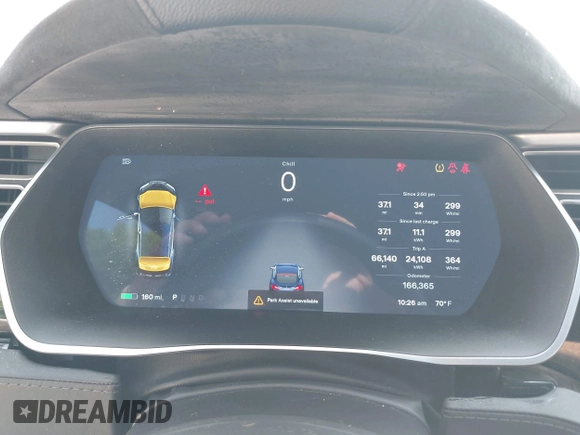 2014 Tesla Model S 60 with VIN 5YJSA1H17EFP65983, listed as a IAAI auction lot 42399288 with 166,365 mi miles and . Bid and sale history available at DreamBid. Image 7.