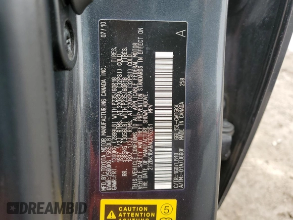 2010 Lexus RX 350 with VIN 2T2BK1BA8AC076261, listed as a Copart auction lot 47752265 with 332,193 mi miles and Clean Title. Bid and sale history available at DreamBid. Image 13.