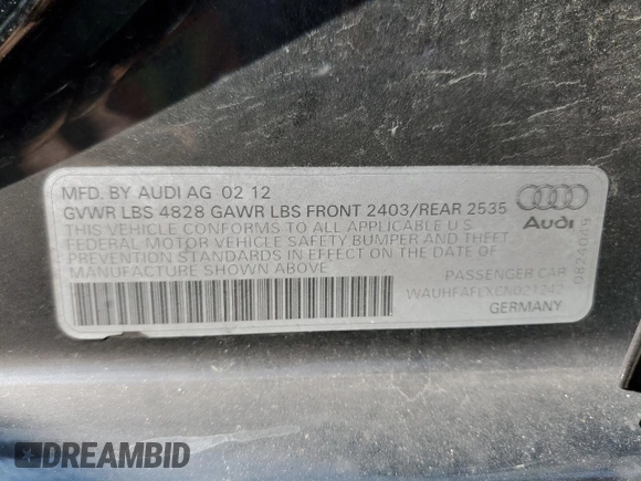 2012 Audi A4 Premium Plus с VIN WAUHFAFLXCN021242, выставлен на аукционе Copart как лот 68562644 с пробегом 100 862 миль миль и Чистый • Clean title. История ставок и продаж доступна на DreamBid. Изображение 12.