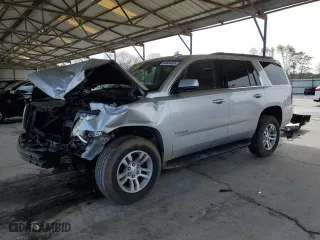 2019 Chevrolet Tahoe LT with VIN 1GNSKBKC0KR343709, listed as a Copart auction lot 46627255 with 90,870 mi miles and Salvage Title. Bid and sale history available at carsss.com. Image 1.