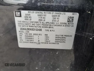 2012 Chevrolet Equinox LT w/1LT with VIN 2GNALDEK9C6122436, listed as a Copart auction lot 43254395 with 202,405 mi miles and Salvage Title. Bid and sale history available at carsss.com. Image 15.