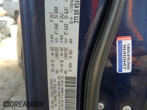 2018 Jeep Compass Latitude with VIN 3C4NJCBB4JT408010, listed as a Copart auction lot 48127335 with 105,866 mi miles and Salvage Title. Bid and sale history available at DreamBid. Image 15.