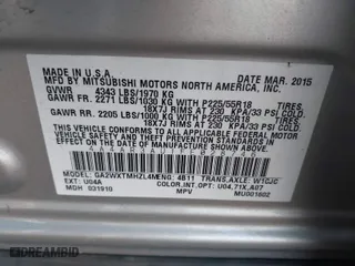 2015 Mitsubishi Outlander Sport ES with VIN 4A4AR3AU1FE028746, listed as a IAAI auction lot 41628263 with 133,367 mi miles. Bid and sale history available at carsss.com. Image 9.