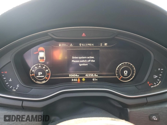 2018 Audi A5 Premium Plus with VIN WAUTNAF59JA047348, listed as a Copart auction lot 51095795 with 93,604 mi miles and Salvage Title. Bid and sale history available at DreamBid. Image 9.