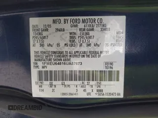 2006 Ford Explorer Eddie Bauer with VIN 1FMEU64816UA57673, listed as a IAAI auction lot 41732011 with 163,591 mi miles and . Bid and sale history available at DreamBid. Image 9.