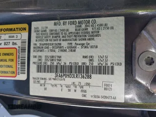 2020 Ford Fusion SE with VIN 3FA6P0HD3LR136288, listed as a IAAI auction lot 41699942 with 99,409 mi miles. Bid and sale history available at carsss.com. Image 9.