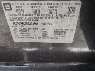 2016 Chevrolet Silverado 1500 LT with VIN 3GCPCREC3GG294898, listed as a IAAI auction lot 41892084 with 122,275 mi miles and . Bid and sale history available at DreamBid. Image 9.