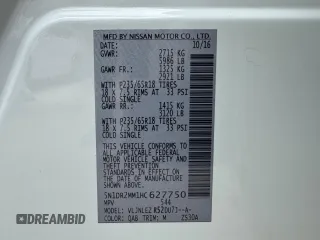 2017 Nissan Pathfinder SL with VIN 5N1DR2MM1HC627750, listed as a Copart auction lot 60175325 with 83,893 mi miles and Non repairable. Bid and sale history available at DreamBid. Image 15.