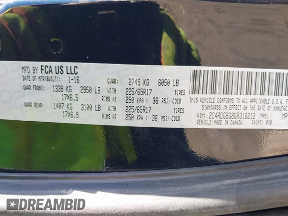 2016 Dodge Grand Caravan SE with VIN 2C4RDGBG8GR316213, listed as a IAAI auction lot 41825699 with 162,323 mi miles and . Bid and sale history available at DreamBid. Image 9.