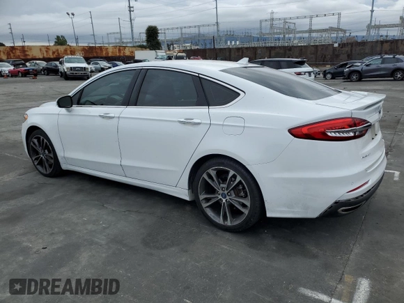 2019 Ford Fusion Titanium with VIN 3FA6P0D94KR184608, listed as a Copart auction lot 48831875 with 124,204 mi miles and Salvage Title. Bid and sale history available at carsss.com. Image 2.