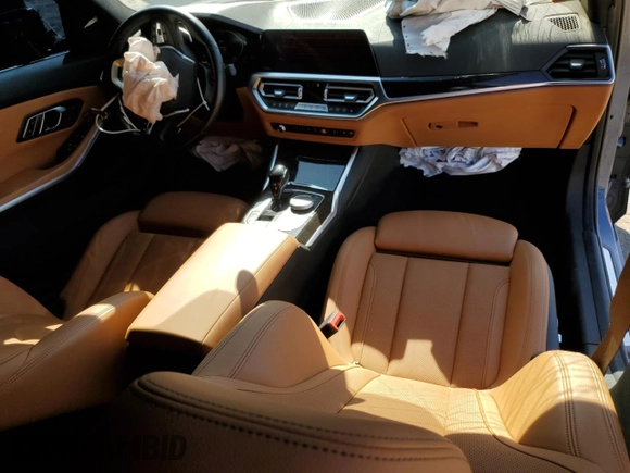 2022 BMW 3 Series 330i with VIN 3MW5R1J09N8C25348, listed as a Copart auction lot 52197805 with 29,370 mi miles and Salvage title. Bid and sale history available at DreamBid. Image 8.