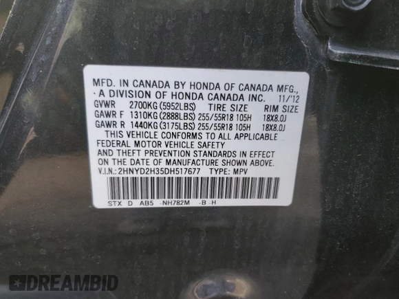 2013 Acura MDX Tech Pkg with VIN 2HNYD2H35DH517677, listed as a Copart auction lot 46614245 with 100,846 mi miles and Salvage Title. Bid and sale history available at carsss.com. Image 13.