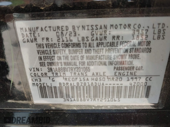 2024 Nissan Sentra S with VIN 3N1AB8BV7RY201065, listed as a IAAI auction lot 42049603 with 25,339 mi miles and . Bid and sale history available at DreamBid. Image 9.