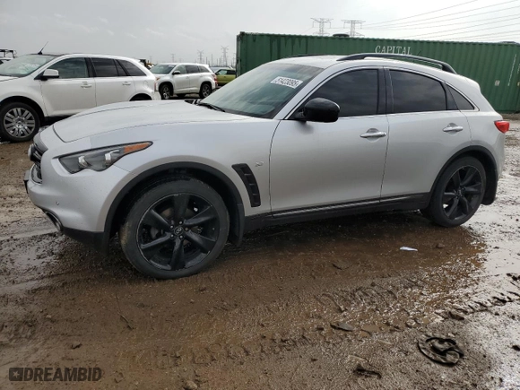 2016 Infiniti QX70 with VIN JN8CS1MW4GM400288, listed as a Copart auction lot 51423095 with 115,733 mi miles and Salvage Title. Bid and sale history available at carsss.com. Image 1.