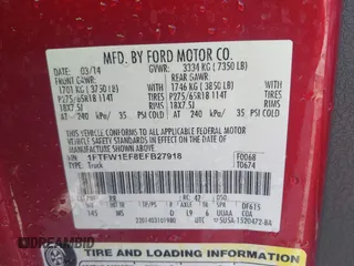 2014 Ford F-150 XL with VIN 1FTFW1EF8EFB27918, listed as a IAAI auction lot 41938587 with 129,508 mi miles. Bid and sale history available at carsss.com. Image 9.