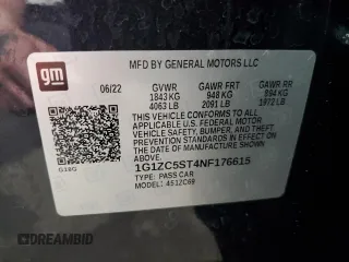 2022 Chevrolet Malibu LS with VIN 1G1ZC5ST4NF176615, listed as a Copart auction lot 54555625 with 60,077 mi miles and Clean Title. Bid and sale history available at DreamBid. Image 13.