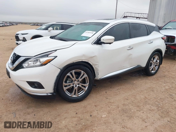 2015 Nissan Murano Platinum z VIN 5N1AZ2MG8FN248579, wystawiony jako IAAI lot #41185530 z przebiegiem 37 363 mil mil oraz . Historia ofert i sprzedaży dostępna na DreamBid. Obrazek 2.