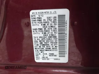 2012 Nissan Murano SV with VIN JN8AZ1MW9CW233153, listed as a IAAI auction lot 41974294 with 91,157 mi miles and . Bid and sale history available at carsss.com. Image 9.